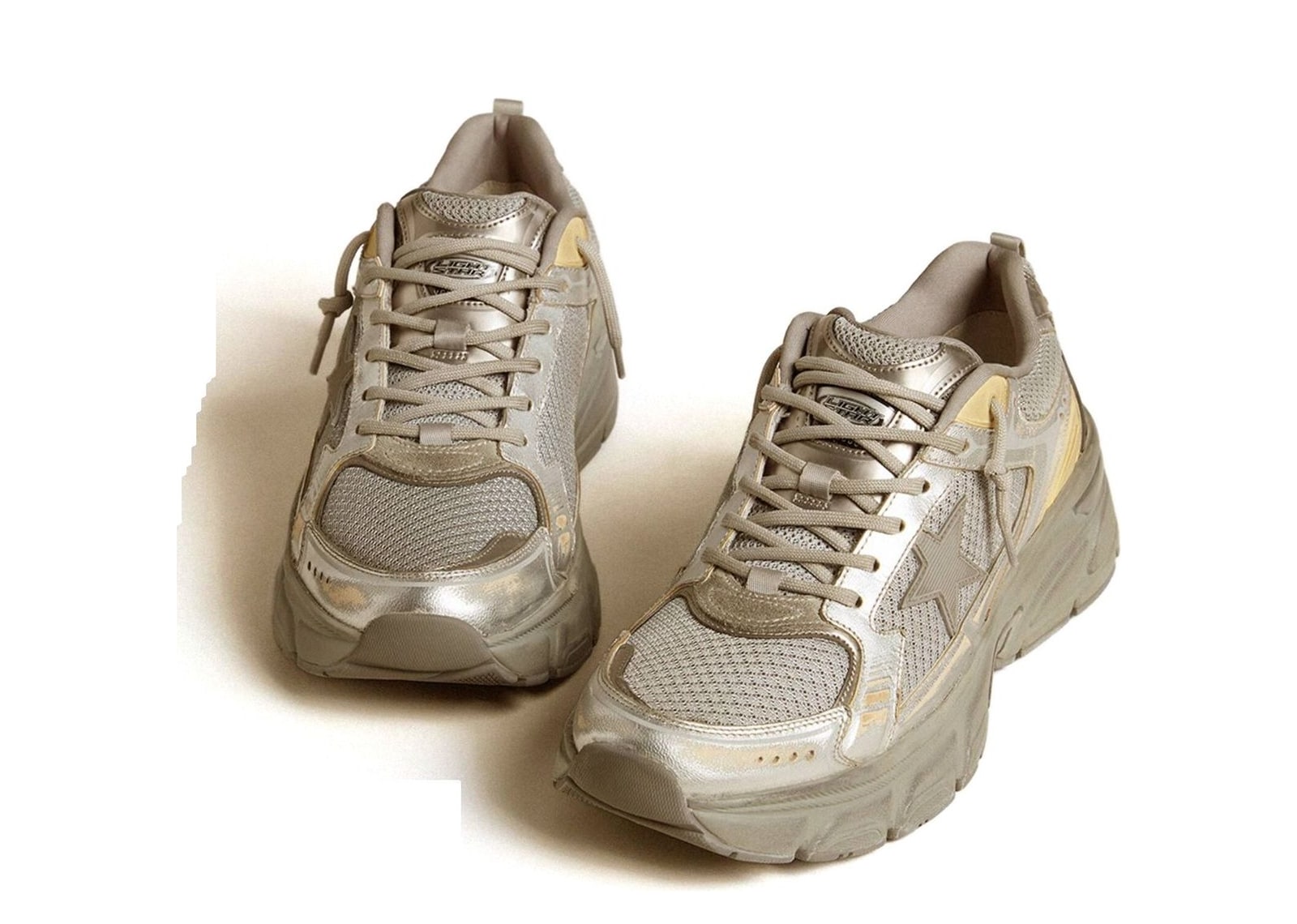 Golden Goose Lightstar Silver Metallic Leather Mesh Gray Star (W) - görsel 2