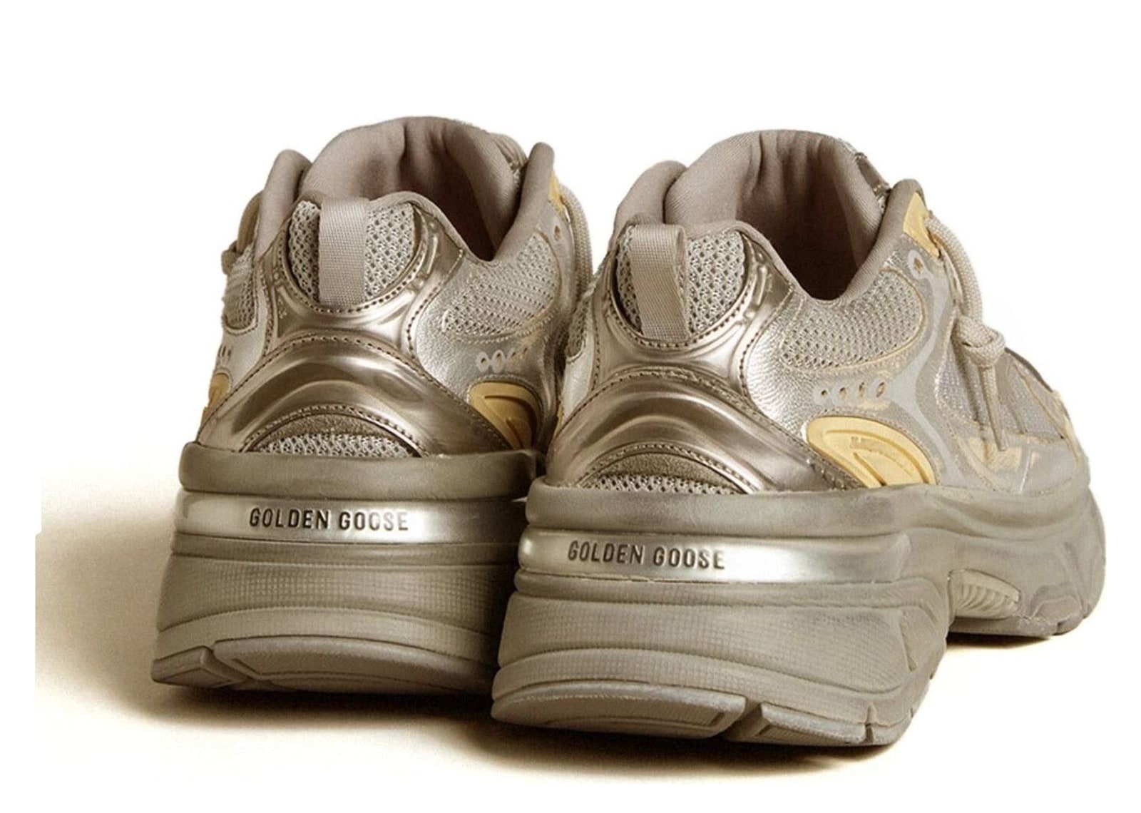 Golden Goose Lightstar Silver Metallic Leather Mesh Gray Star (W) - görsel 4