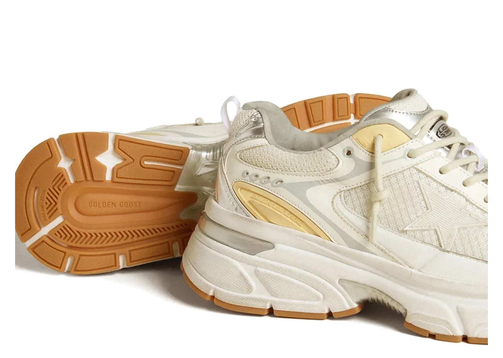 Golden Goose Lightstar White Leather Mesh Worn White Star (W) - görsel 4