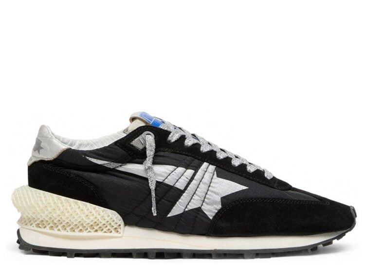 Golden Goose Marathon Black Nylon Suede Silver Star
