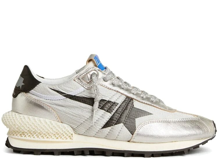 Golden Goose Marathon Silver Ripstop Nylon Upper Black Star (W)