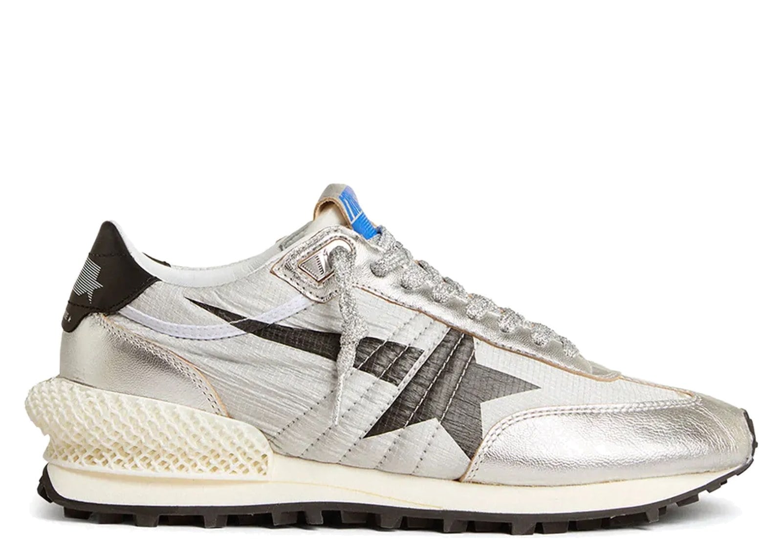 Golden Goose Marathon Silver Ripstop Nylon Upper Black Star (W)