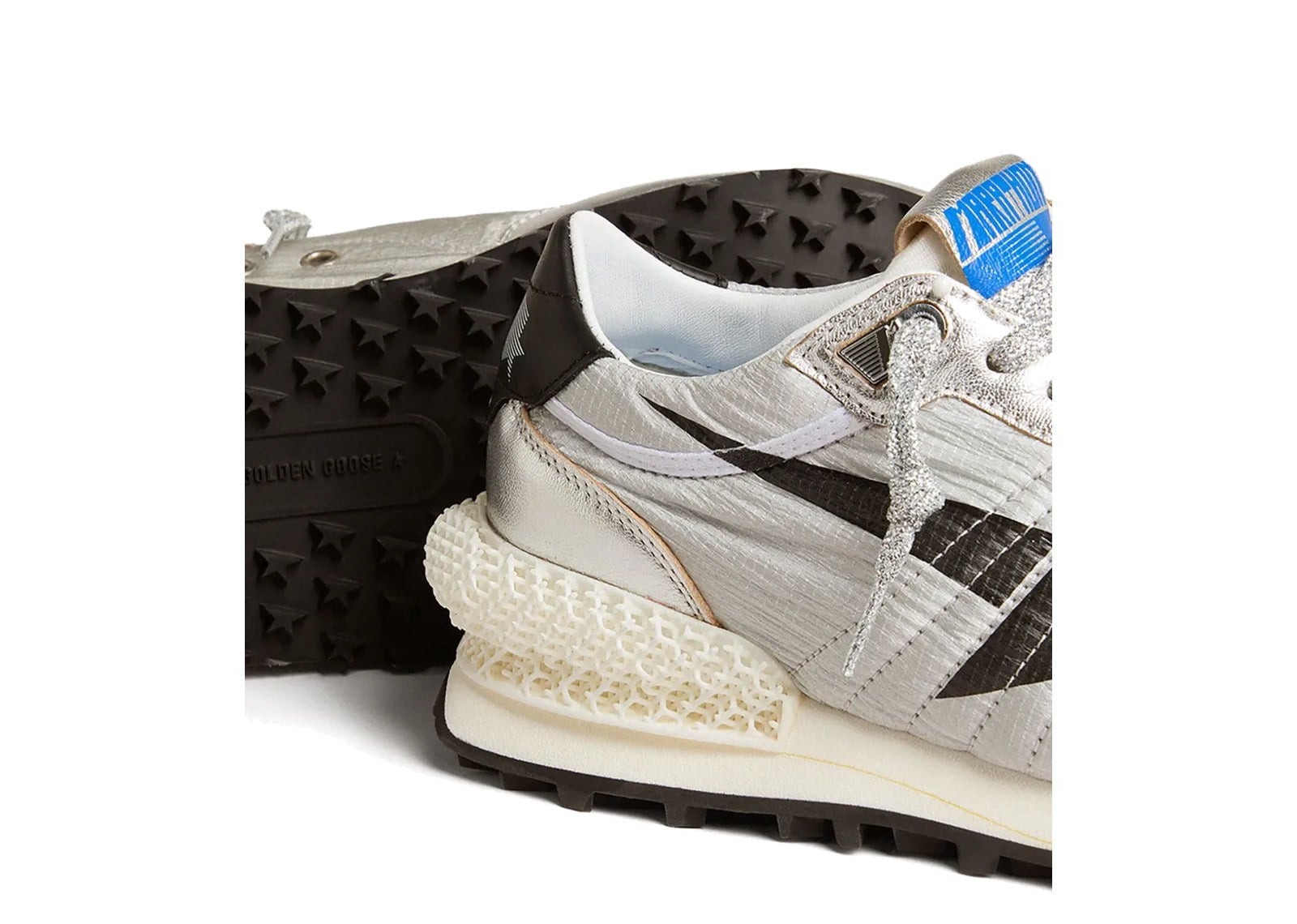 Golden Goose Marathon Silver Ripstop Nylon Upper Black Star (W) - görsel 2