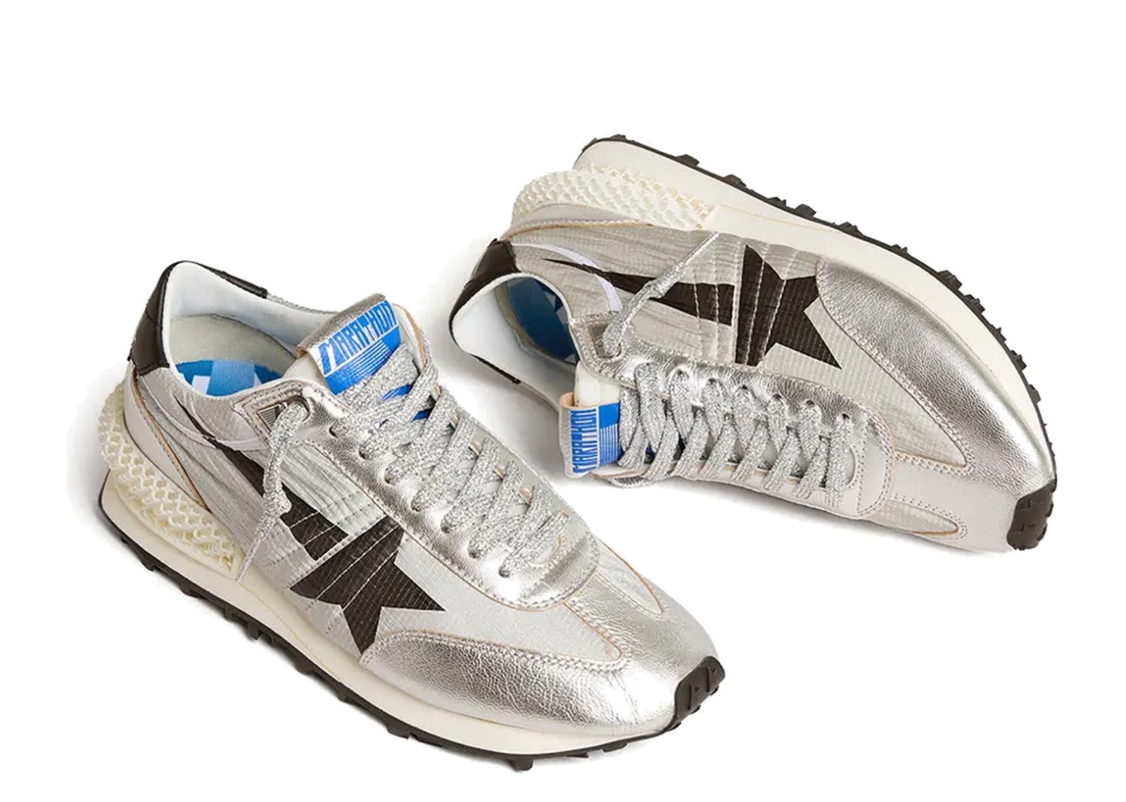 Golden Goose Marathon Silver Ripstop Nylon Upper Black Star (W) - görsel 4