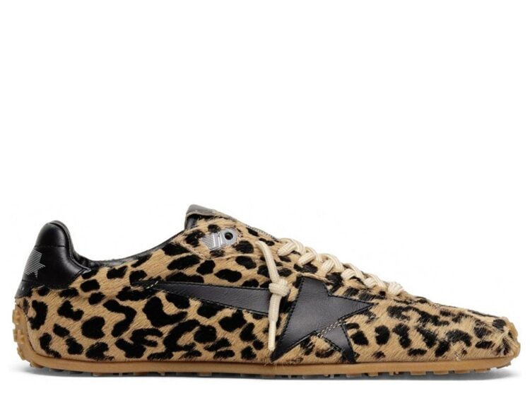 Golden Goose Marathon Speed Beige Black Leopard Pony Black Leather Star