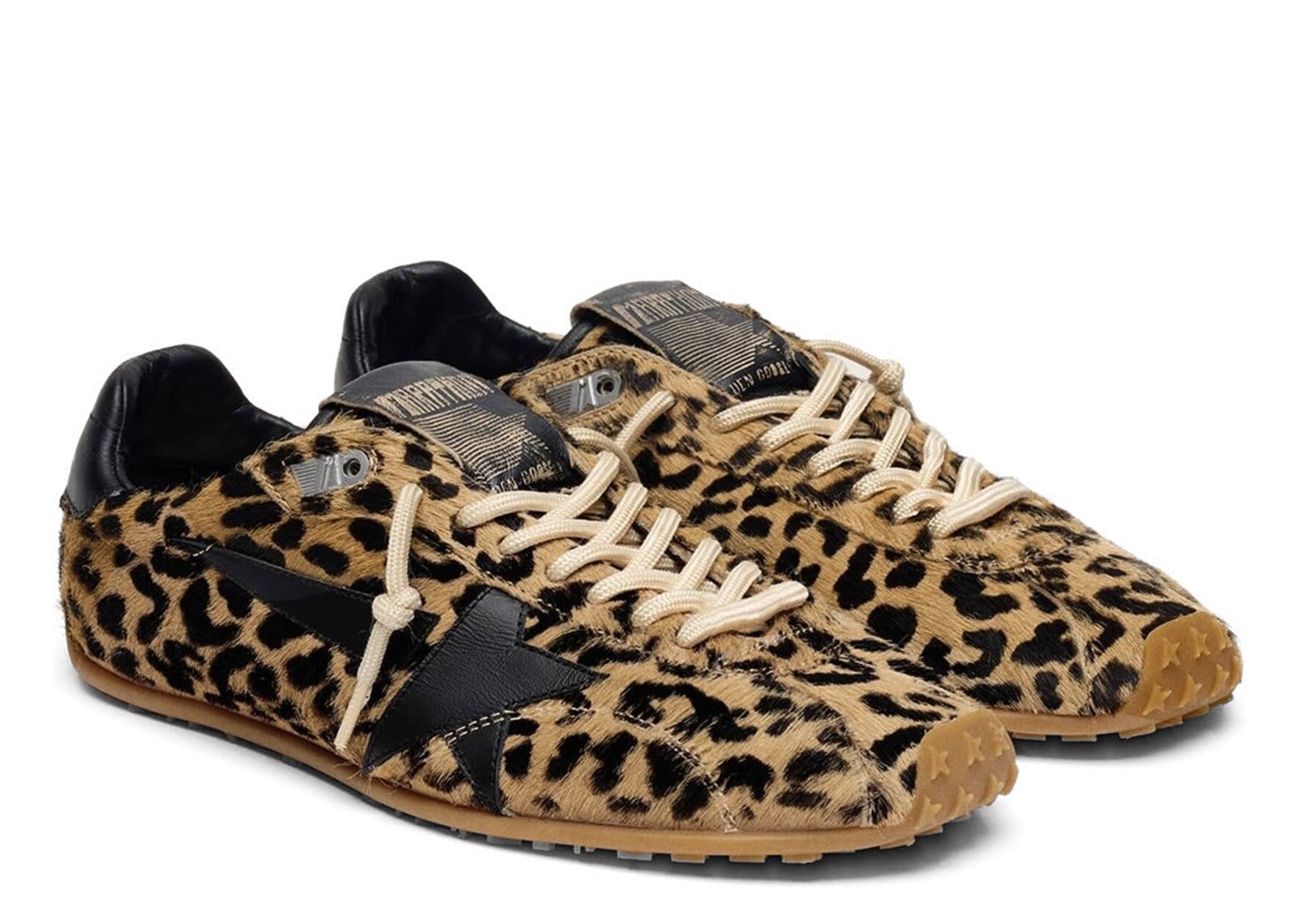 Golden Goose Marathon Speed Beige Black Leopard Pony Black Leather Star - görsel 2