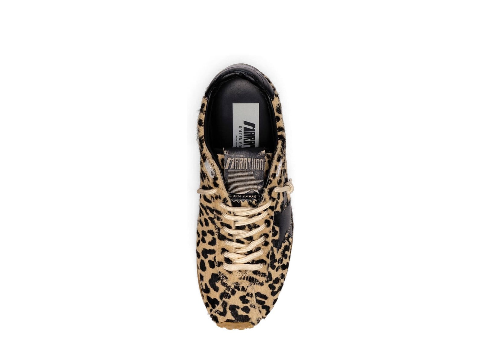 Golden Goose Marathon Speed Beige Black Leopard Pony Black Leather Star - görsel 3
