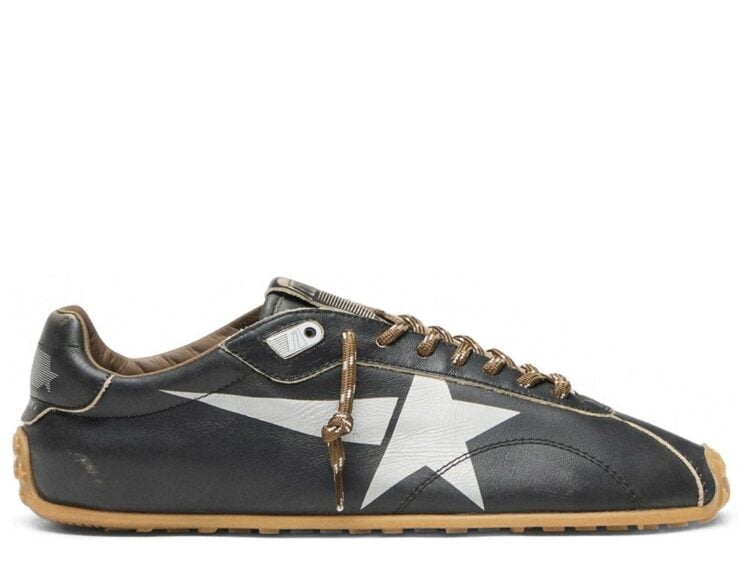 Golden Goose Marathon Speed Black Leather Silver Star