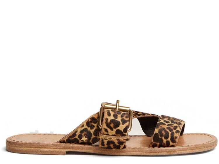 Golden Goose Margaret Flat Sandal Leopard-Print Pony Skin (W)