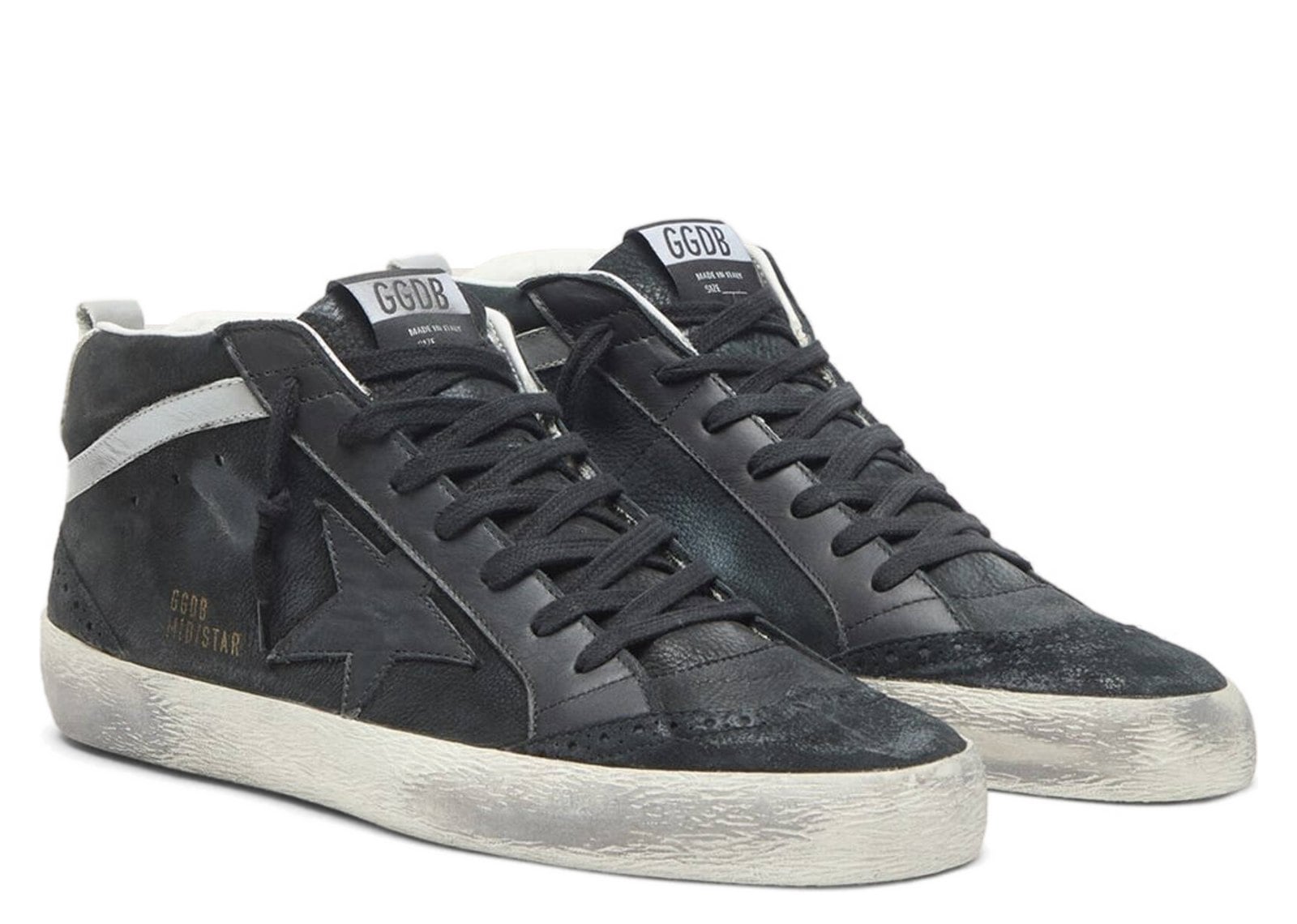 Golden Goose Mid Star Black Nubuck Black Star Silver Flash - görsel 2