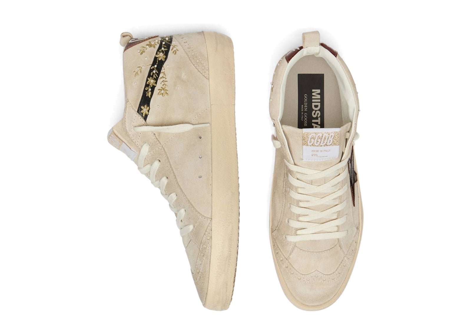 Golden Goose Mid Star Pearl Suede Burgundy Leather Star Embroidery Inserts (W) - görsel 3