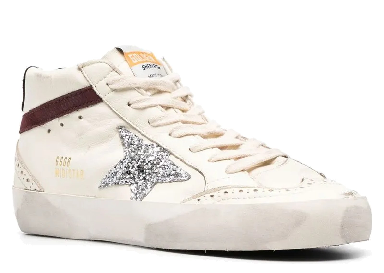 Golden Goose Mid Star White Nappa Leather Silver Glitter Star (W) - görsel 2