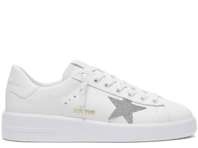 Golden Goose Purestar White Leather Silver Swarovski Crystal Star (W)
