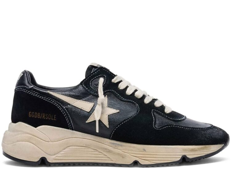 Golden Goose Running Sole Black Nappa Leather Suede White Star (W)