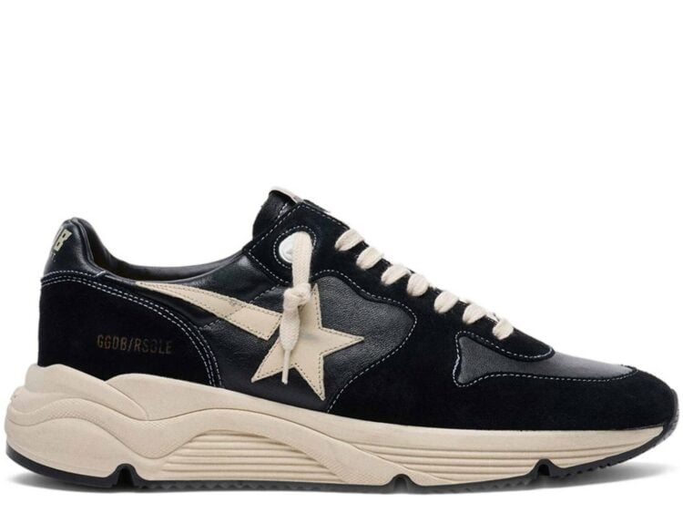 Golden Goose Running Sole Black Nappa Leather Suede White Star