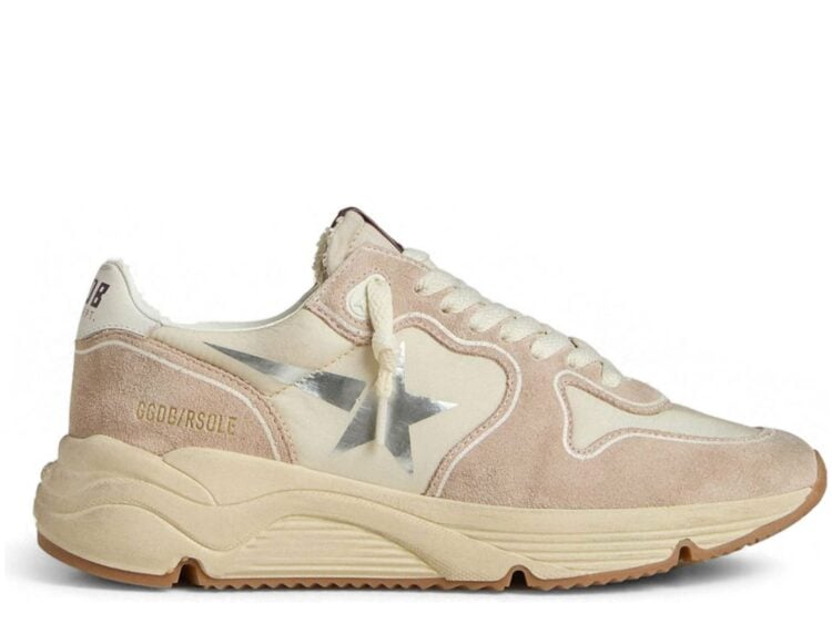 Golden Goose Running Sole Pink Nylon Suede Silver Printed Star (W)