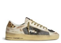 Golden Goose Stardan Beige Nappa Mesh Leopard-Print Pony Skin Heel Tab (W)