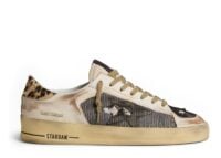 Golden Goose Stardan Beige Nappa Mesh Leopard-Print Pony Skin Heel Tab