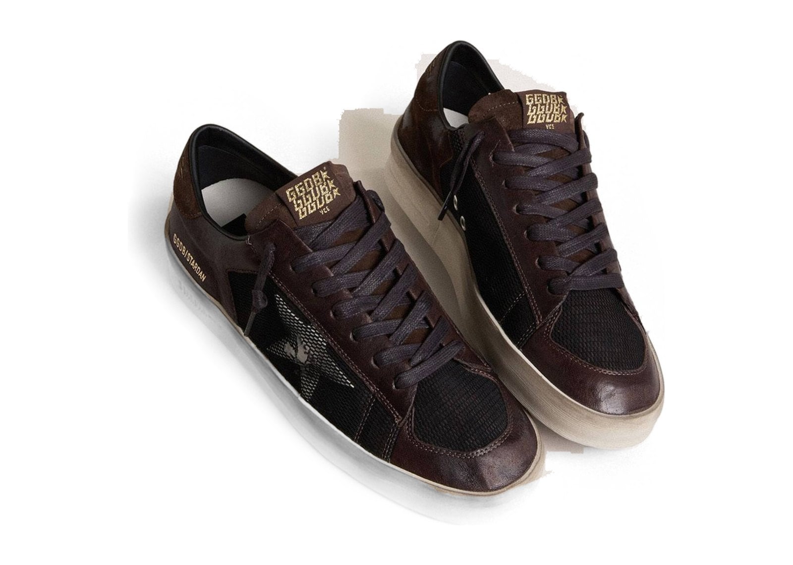 Golden Goose Stardan Brown Suede Black Mesh White Leather Star - görsel 2