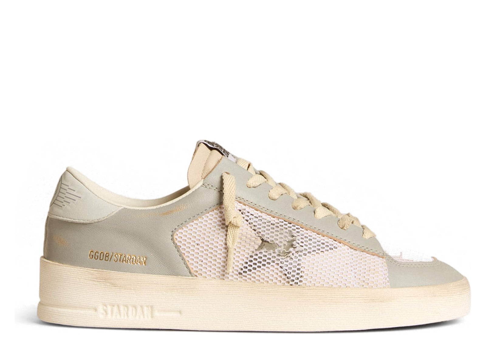 Golden Goose Stardan Gray Nappa Leather White Mesh Gray Leather Star (W)