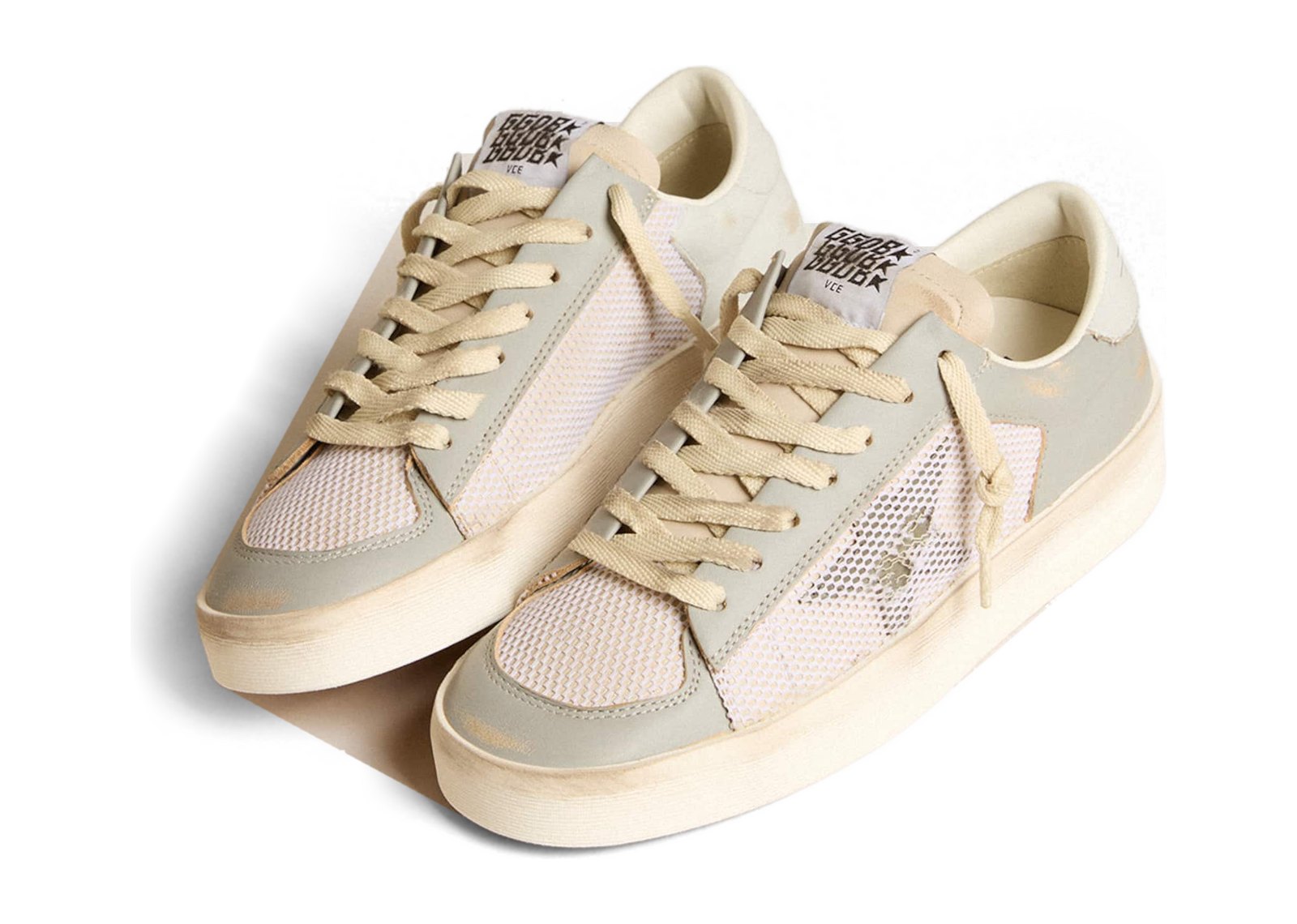 Golden Goose Stardan Gray Nappa Leather White Mesh Gray Leather Star (W) - görsel 2