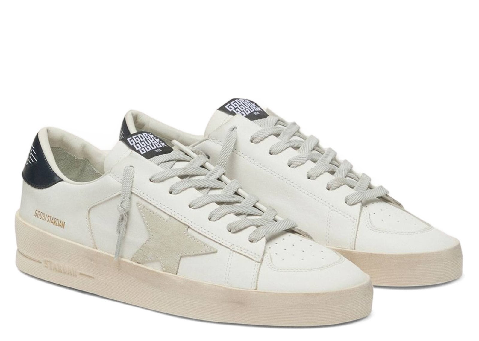 Golden Goose Stardan White Leather Ice Gray Suede Star Navy Heel Tab - görsel 2
