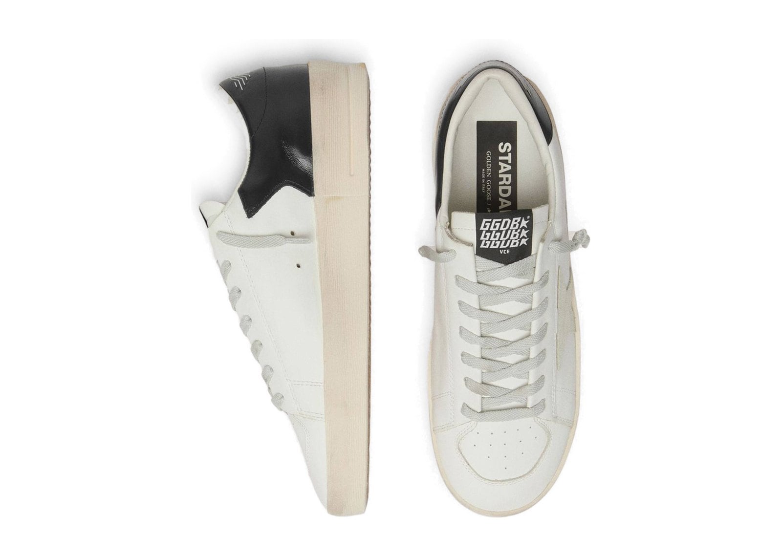 Golden Goose Stardan White Leather Ice Gray Suede Star Navy Heel Tab - görsel 3