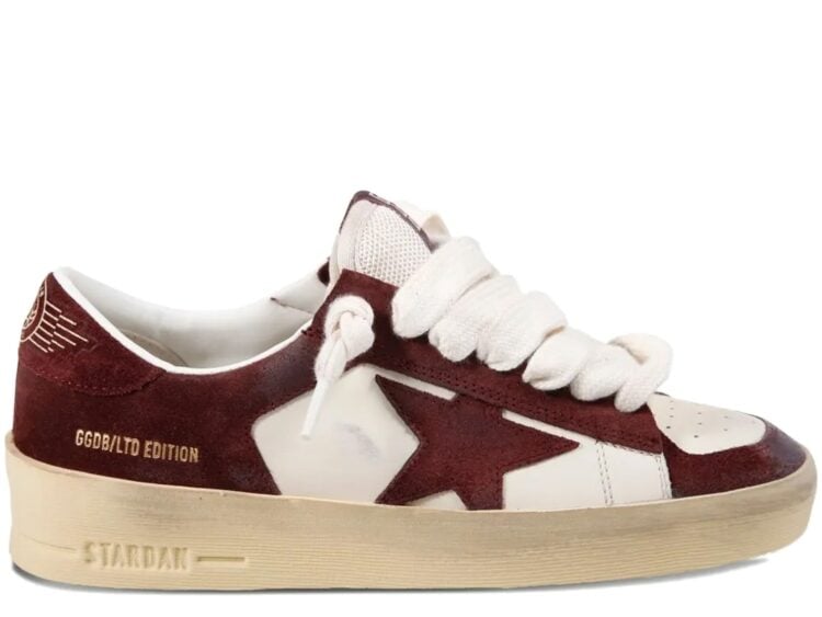 Golden Goose Stardan White Nappa Burgundy Suede Star Heel Tab (W)