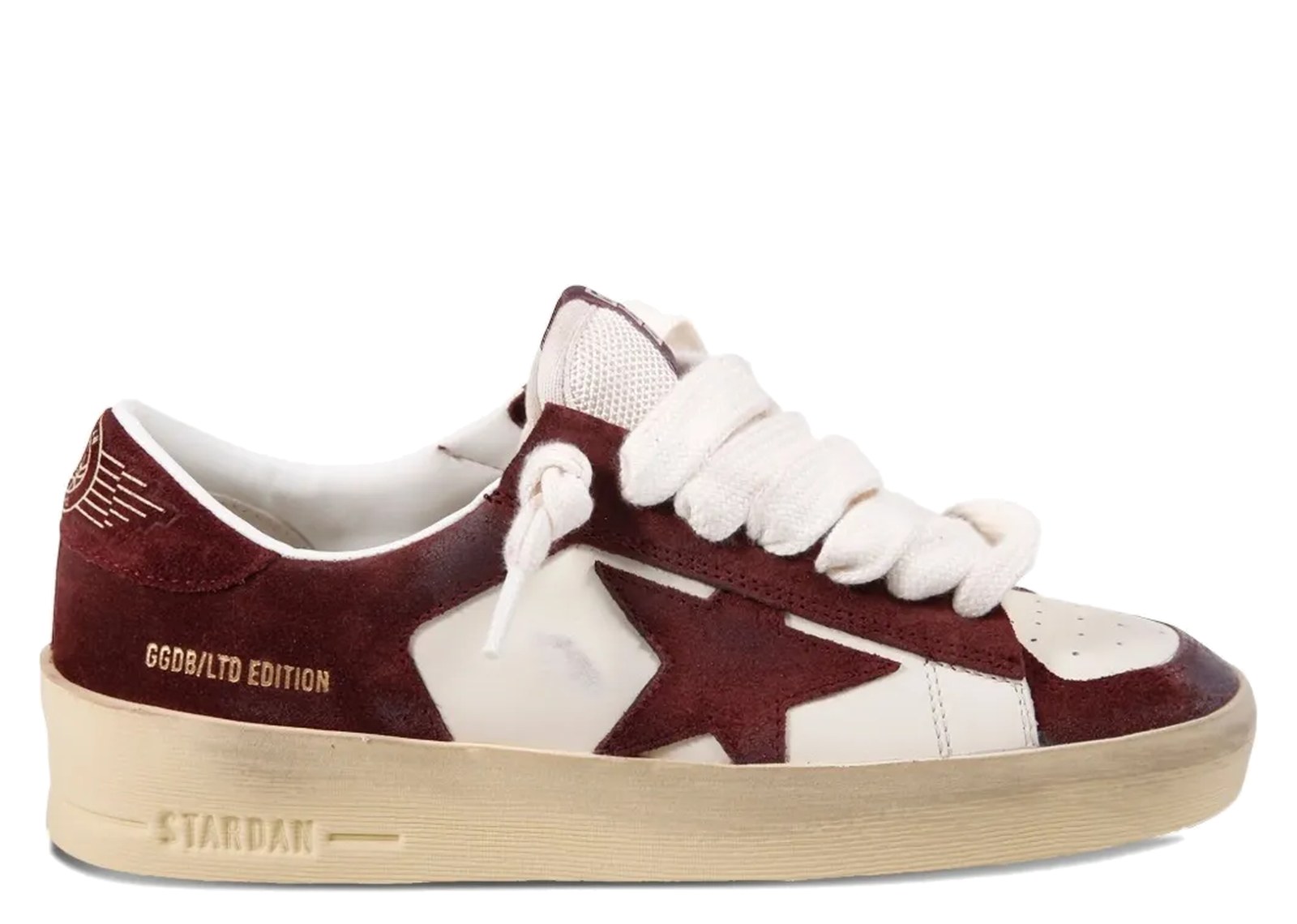 Golden Goose Stardan White Nappa Burgundy Suede Star Heel Tab (W)
