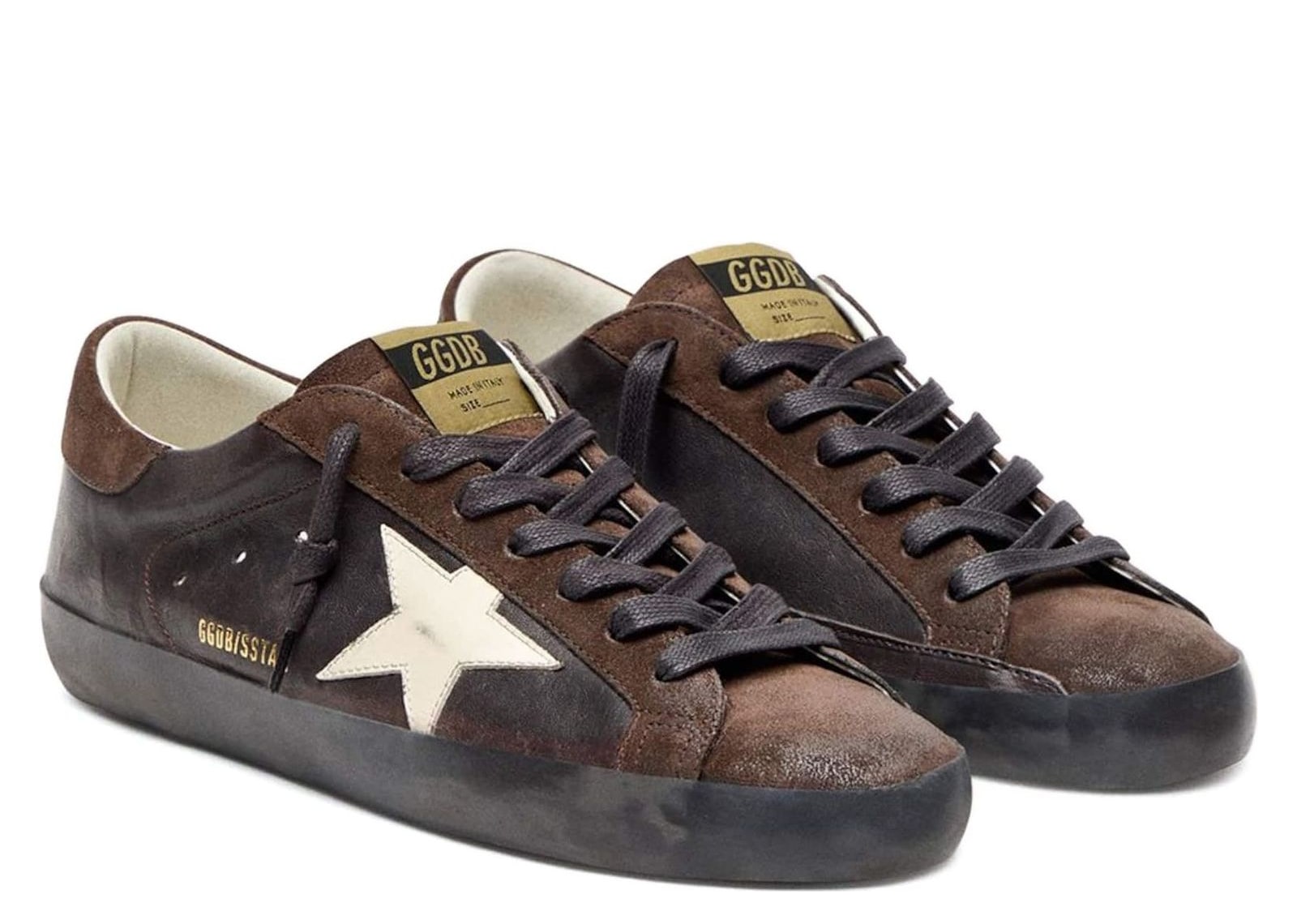 Golden Goose Super-Star Dark Brown Suede White Star Black Sole - görsel 2