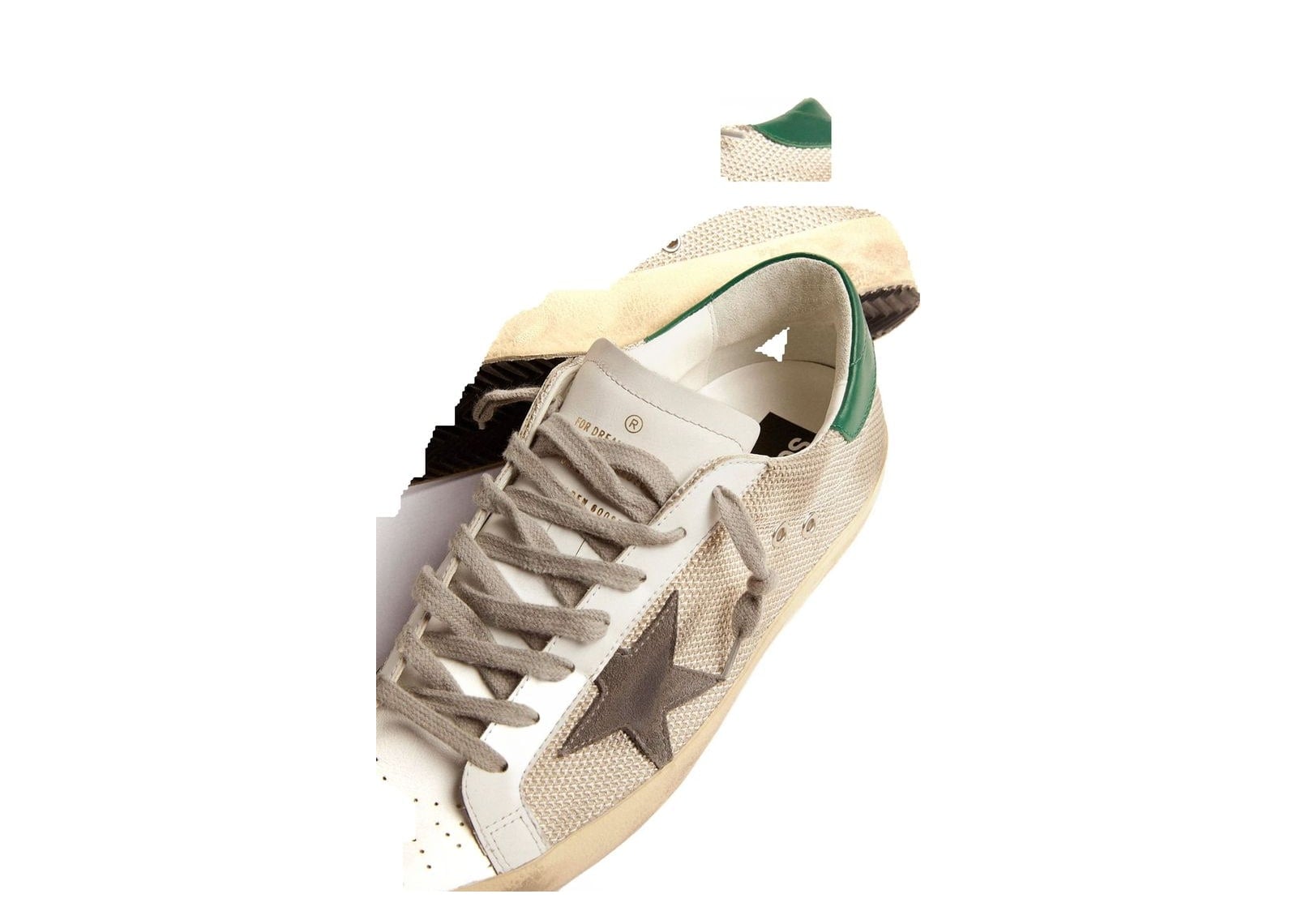 Golden Goose Super-Star Light Silver Mesh Gray Star Green Heel Tab - görsel 3