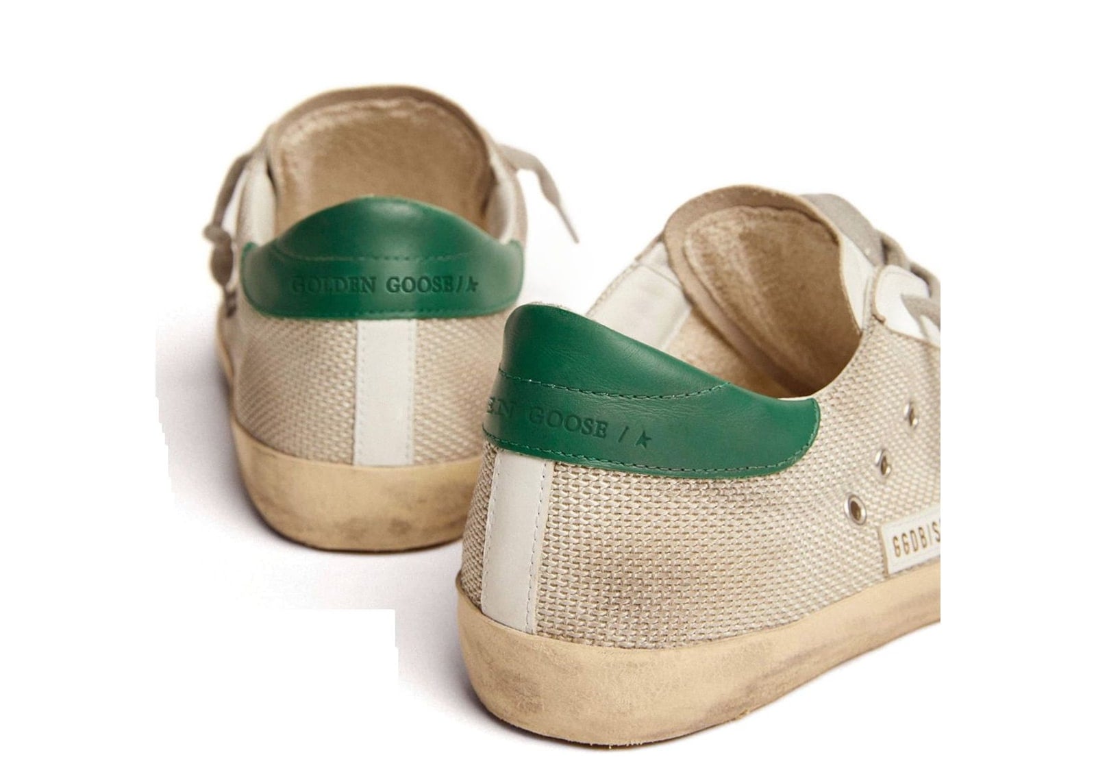 Golden Goose Super-Star Light Silver Mesh Gray Star Green Heel Tab - görsel 4