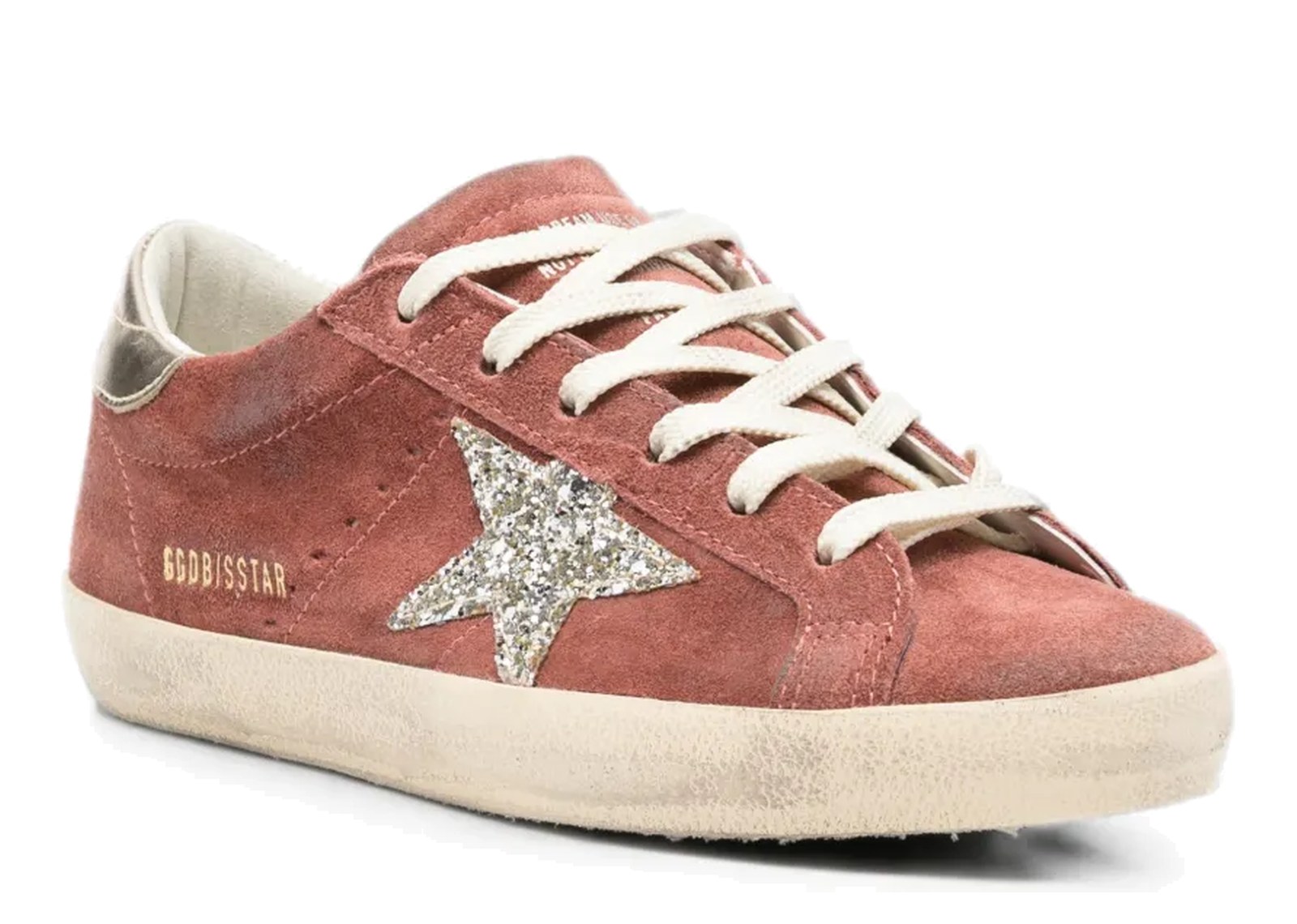 Golden Goose Super-Star LTD Red Suede Silver Glitter Star Laminated Leather Heel Tab (W) - görsel 2