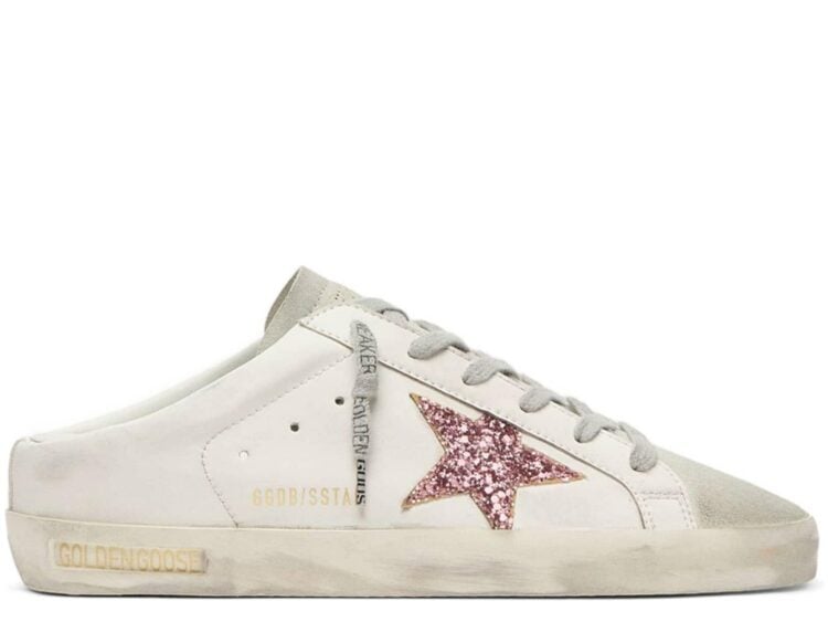 Golden Goose Super-Star Sabot Bio-Based Pink Glitter Star Suede Toe (W)