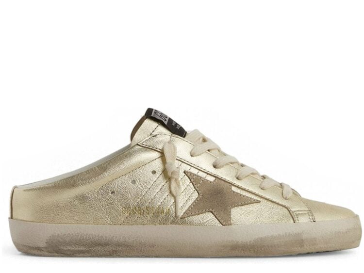 Golden Goose Super-Star Sabot Gold Laminated Leather Beige Star (W)
