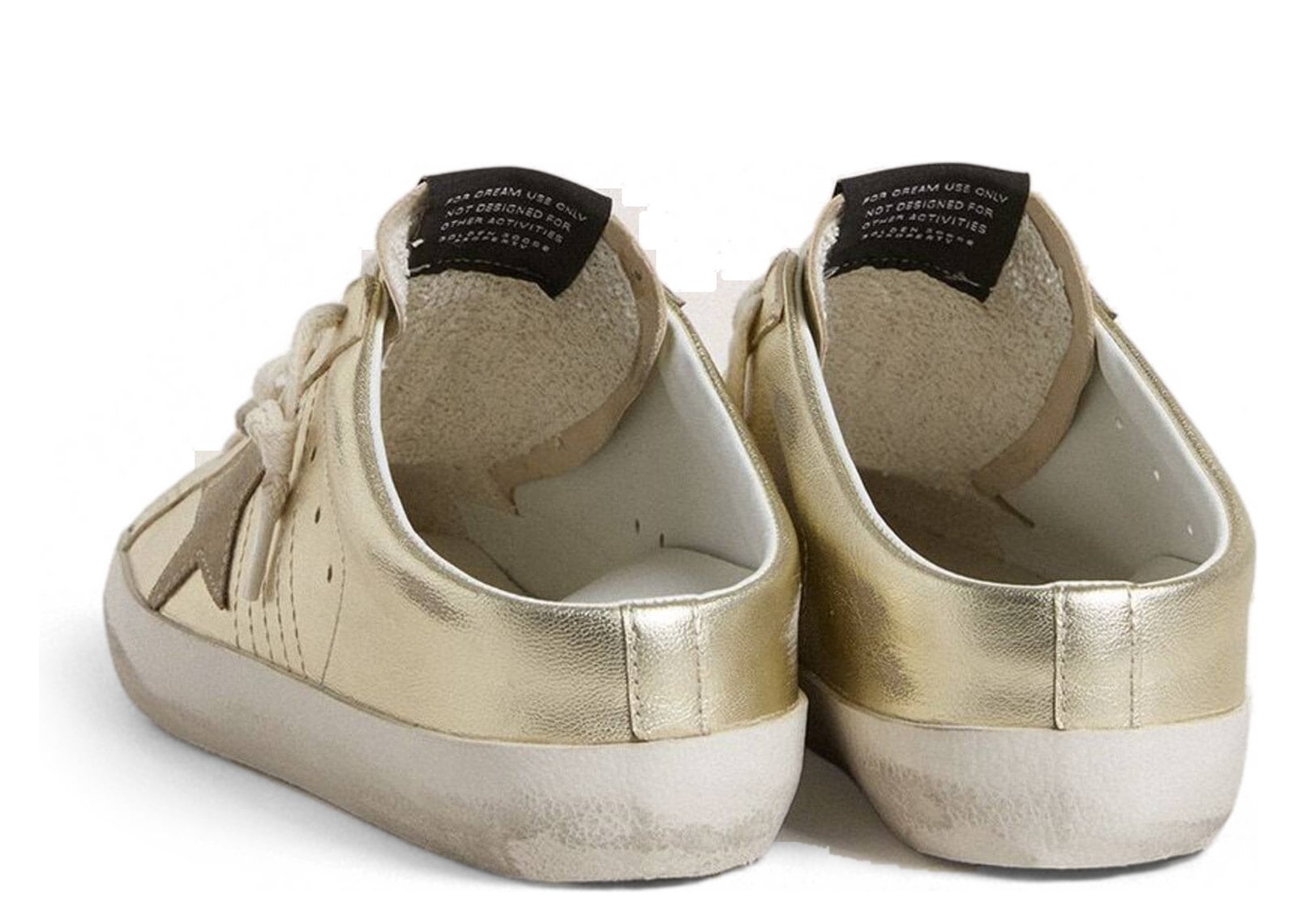 Golden Goose Super-Star Sabot Gold Laminated Leather Beige Star (W) - görsel 3