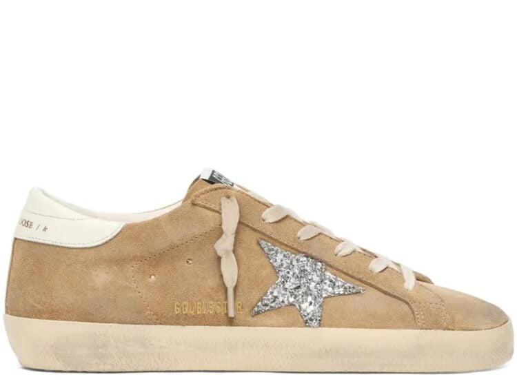 Golden Goose Super-Star Tobacco Suede Silver Glitter Star (W)