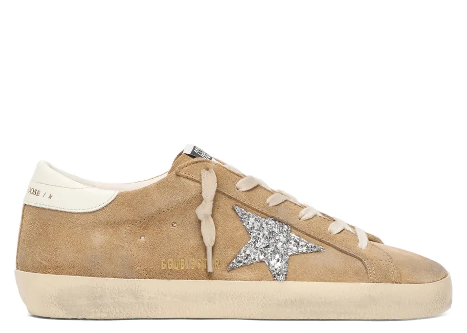 Golden Goose Super-Star Tobacco Suede Silver Glitter Star (W)
