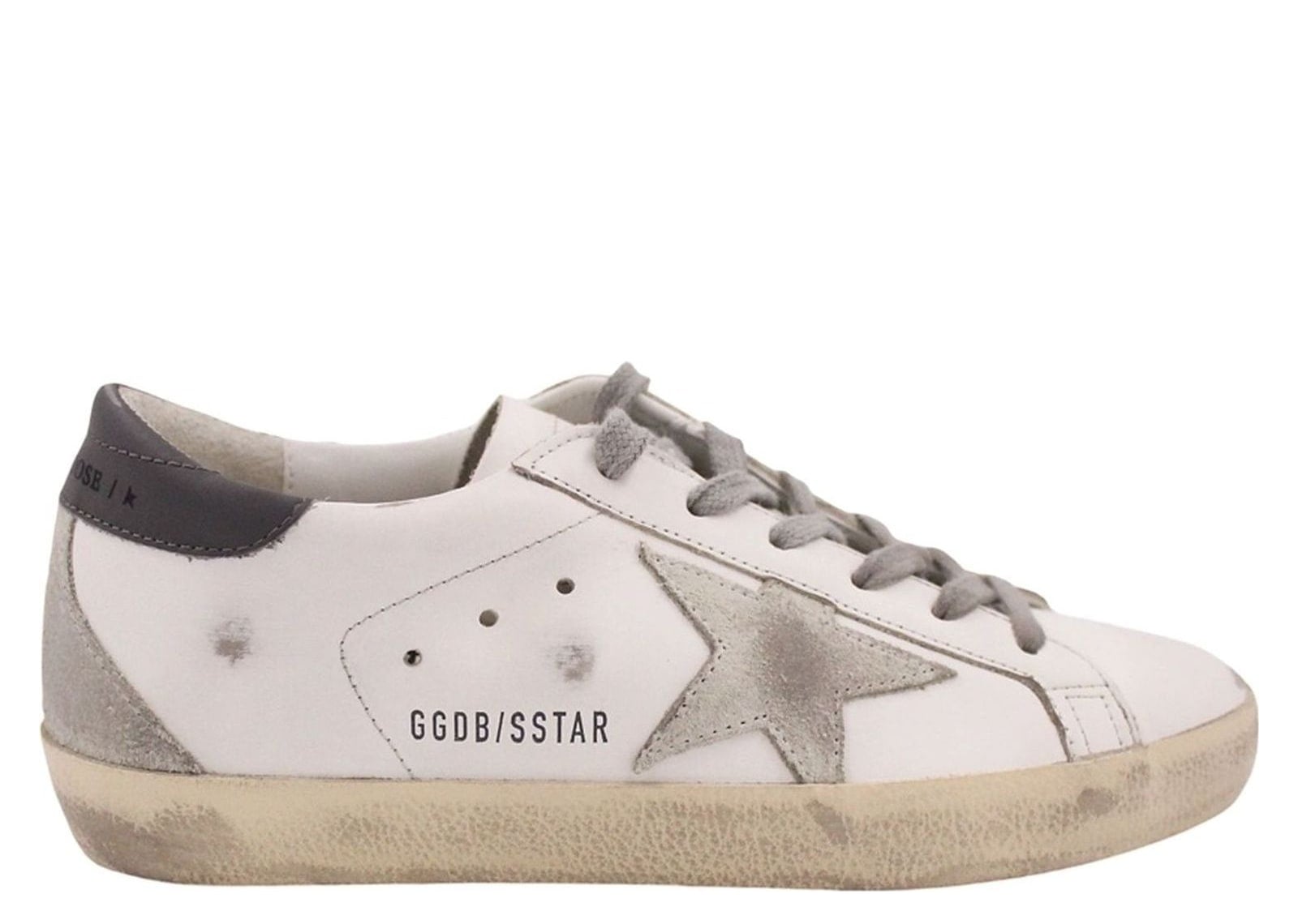 Golden Goose Super-Star White Leather Gray Suede Star Dark Gray Heel Tab (W) - görsel 2