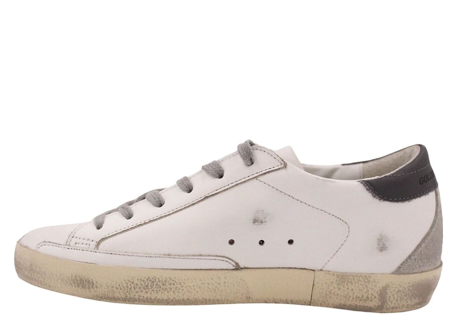 Golden Goose Super-Star White Leather Gray Suede Star Dark Gray Heel Tab (W) - görsel 3