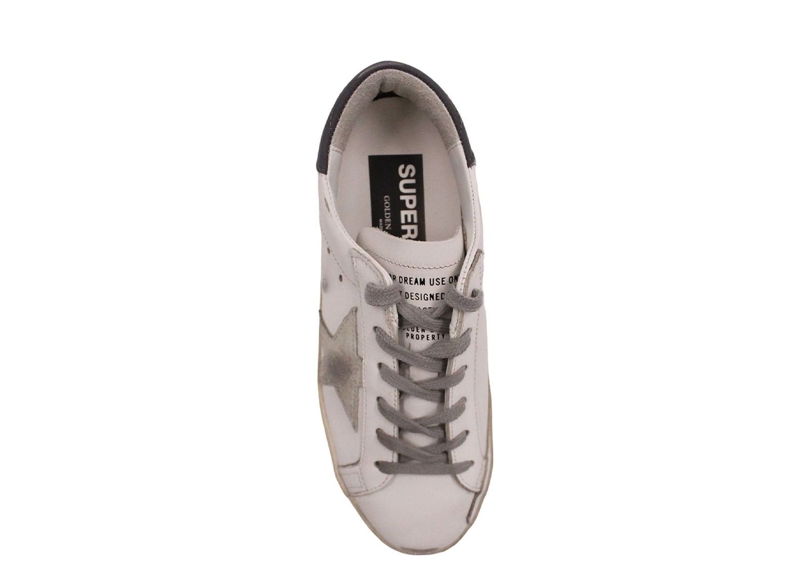 Golden Goose Super-Star White Leather Gray Suede Star Dark Gray Heel Tab (W) - görsel 4
