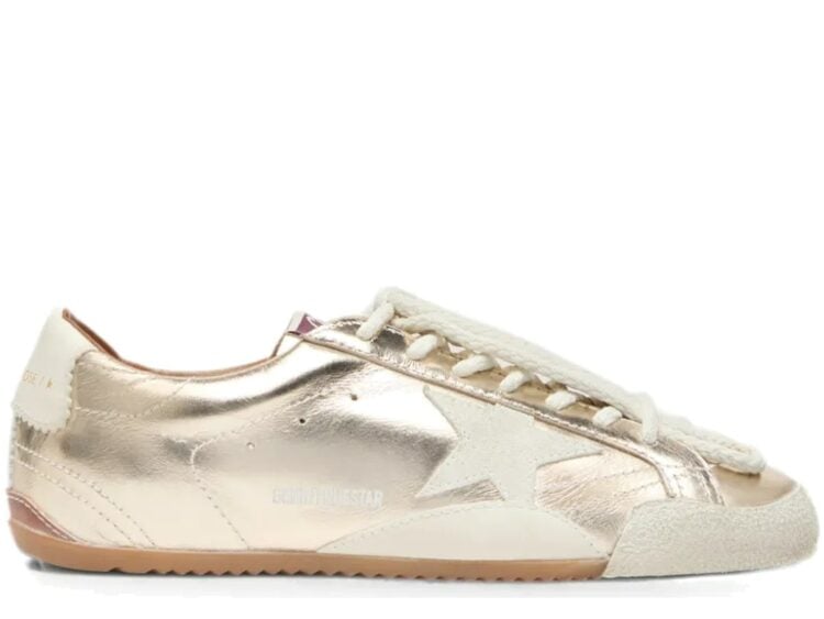 Golden Goose True-Star Metallic Platinum Leather Light Gray Suede Star (W)