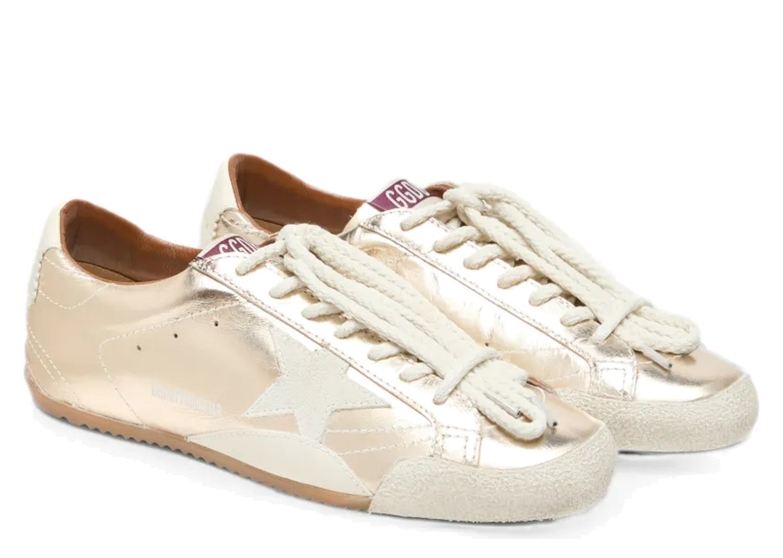 Golden Goose True-Star Metallic Platinum Leather Light Gray Suede Star (W) - görsel 2
