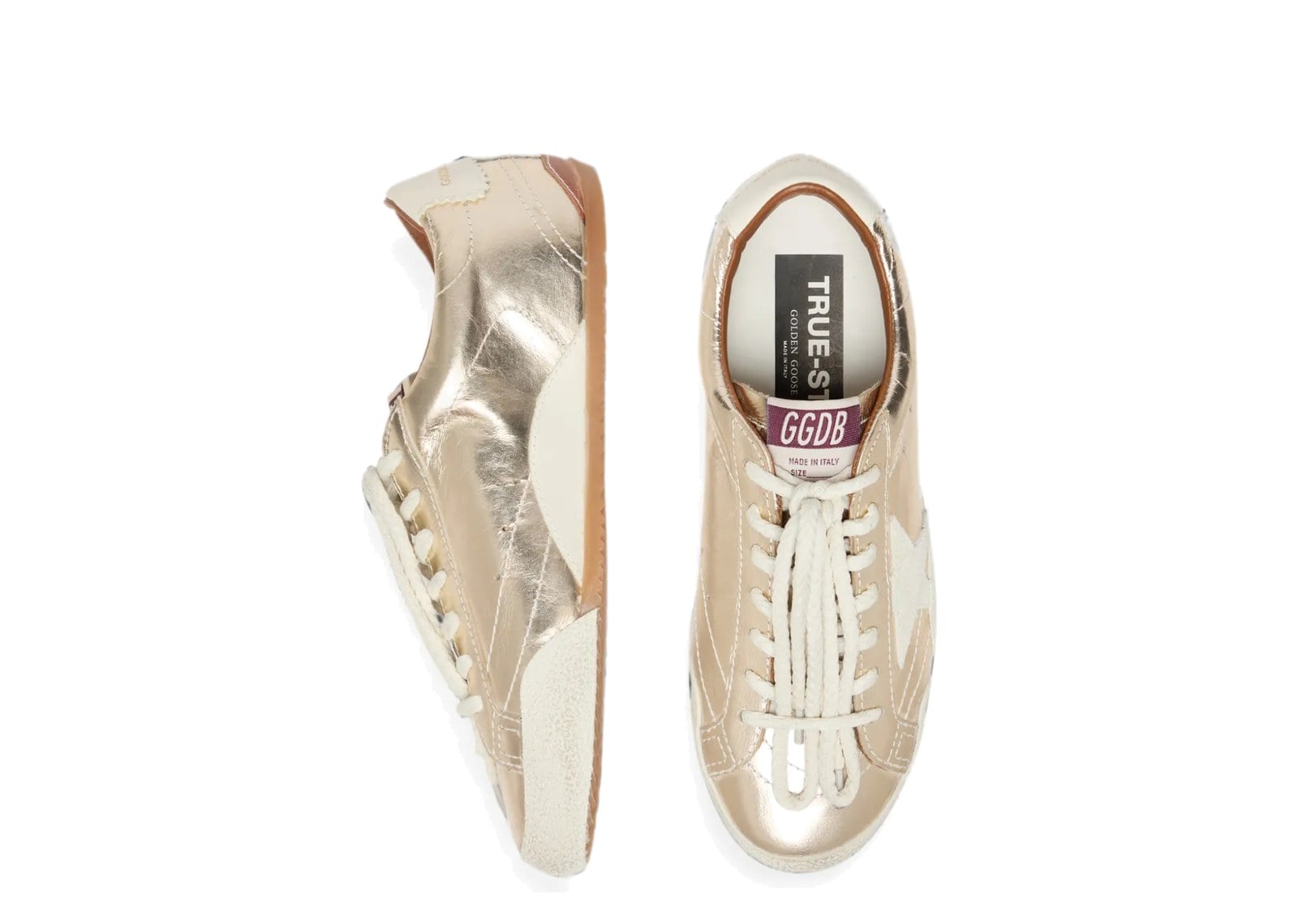 Golden Goose True-Star Metallic Platinum Leather Light Gray Suede Star (W) - görsel 3