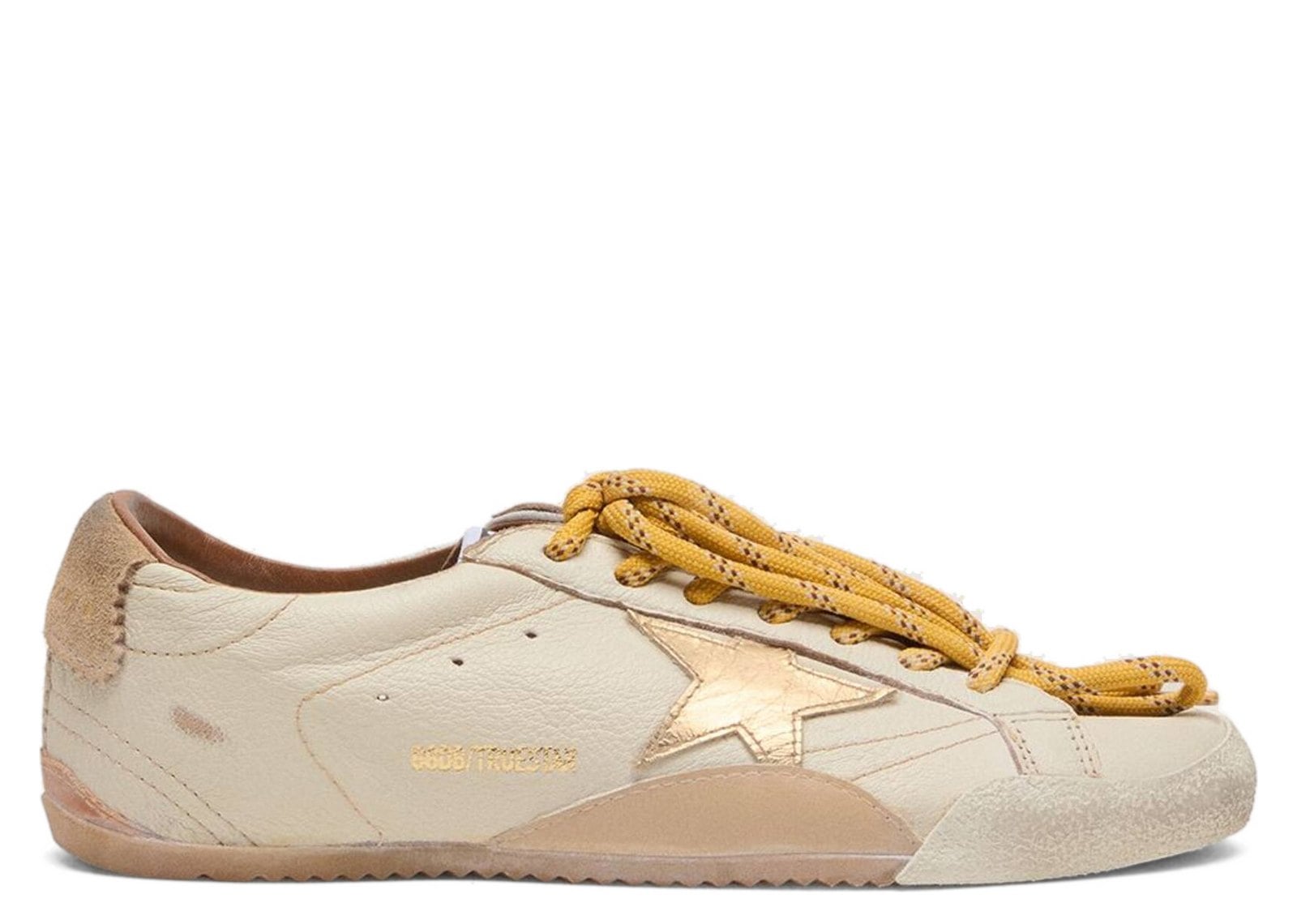 Golden Goose True-Star White Nappa Gold Star Beige Suede Heel