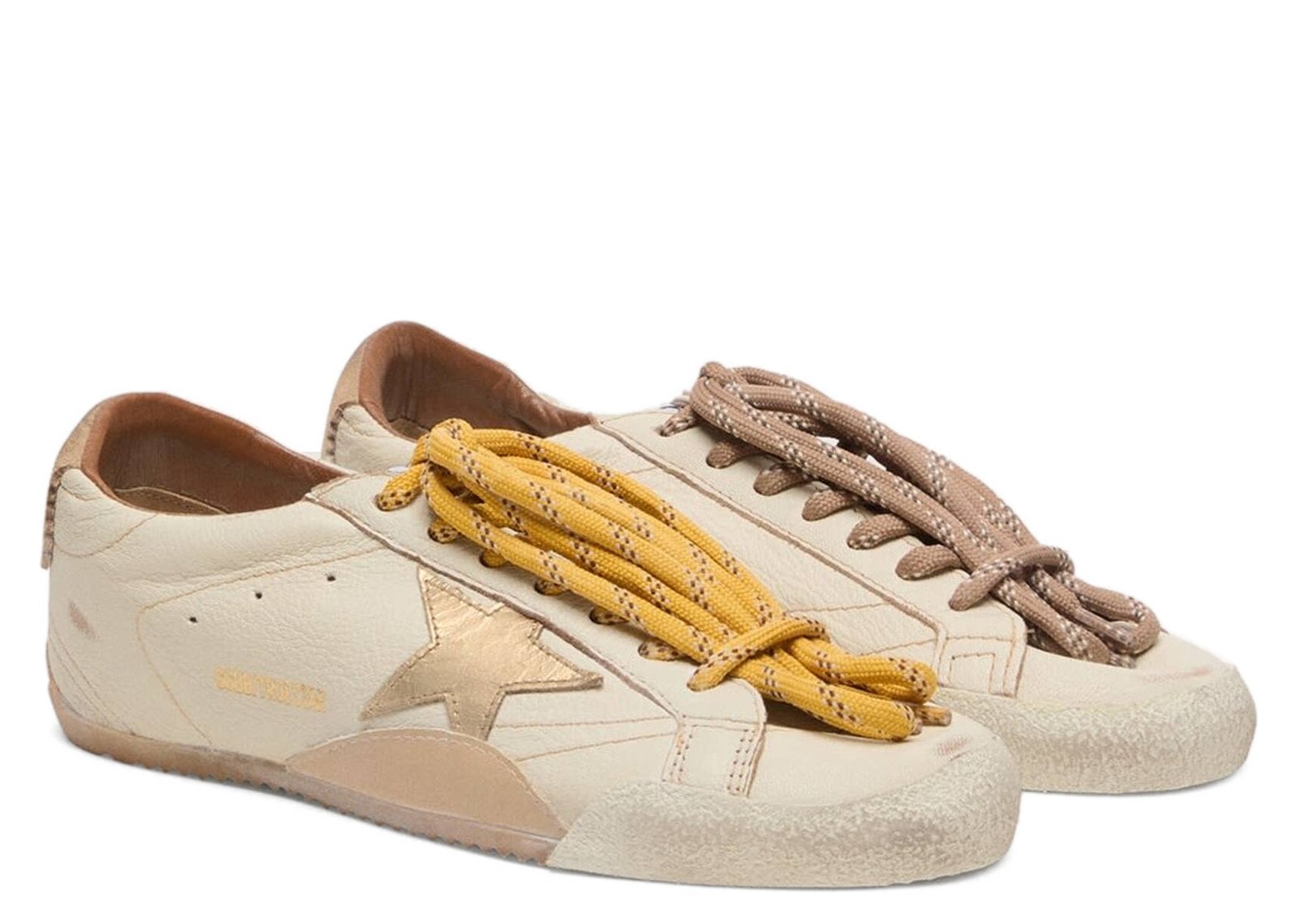 Golden Goose True-Star White Nappa Gold Star Beige Suede Heel - görsel 2