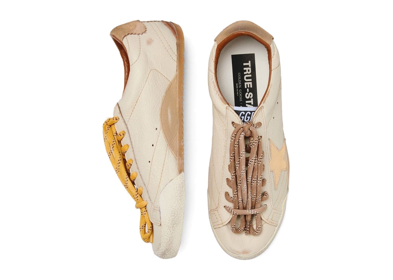 Golden Goose True-Star White Nappa Gold Star Beige Suede Heel - görsel 3