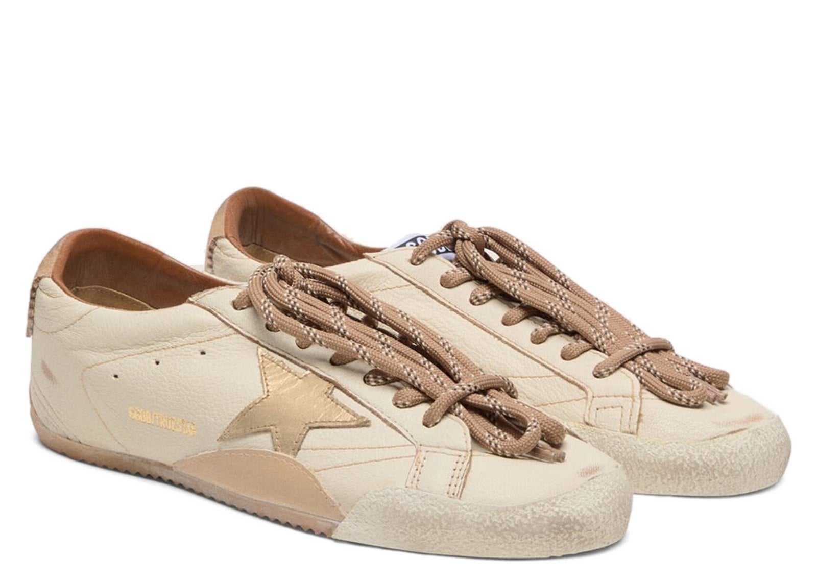 Golden Goose True-Star White Nappa Gold Star Beige Suede Heel - görsel 6