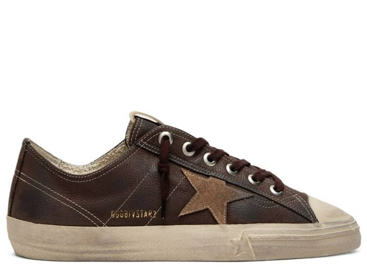 Golden Goose V-Star Brown Leather Tobacco Suede Star