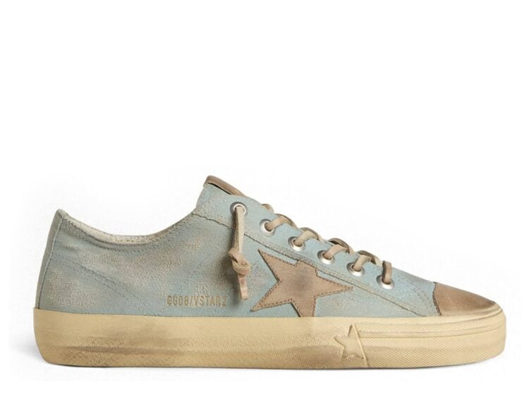 Golden Goose V-Star Light Blue Leather Beige Star